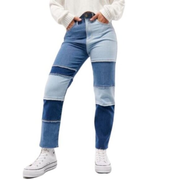 Hollister Denim - Hollister Ultra High-Rise Vintage Straight Denim Jeans Patchwork Women's Size 3R